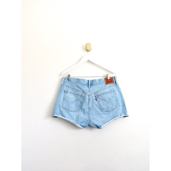 NEW! Levi's 501 Denim Jean Shorts Distressed Button Fly Cutoff Blue SZ 34 - Picture 1 of 8